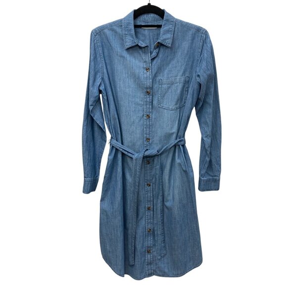 Sonoma Dresses & Skirts - Sonoma Blue Denim Chambray Shirt Dress, Size Small, Cotton, Belted, Long Sleeves